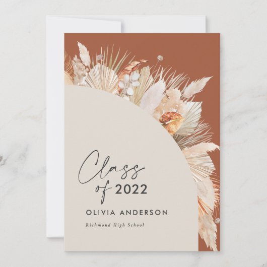 Afstuderen foto terracotta pampas botanisch kaart (Voorkant)