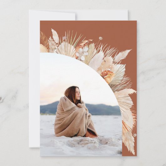 Afstuderen foto terracotta pampas botanisch kaart (Achterkant)