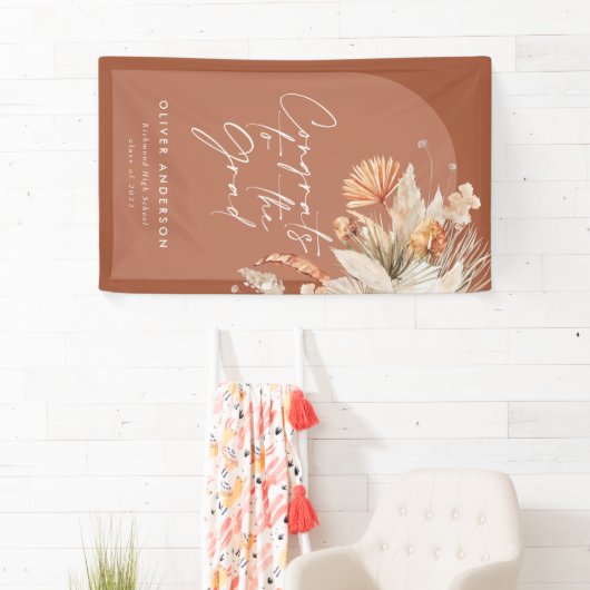 Afstuderen foto terracotta pampas botanisch spandoek (Insitu)