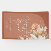 Afstuderen foto terracotta pampas botanisch spandoek (Horizontaal)