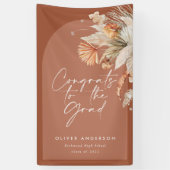 Afstuderen foto terracotta pampas botanisch spandoek (Verticaal)