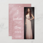 Afstuderen Foto Trendy Blush Pink Metal Effect (Voorkant / Achterkant)