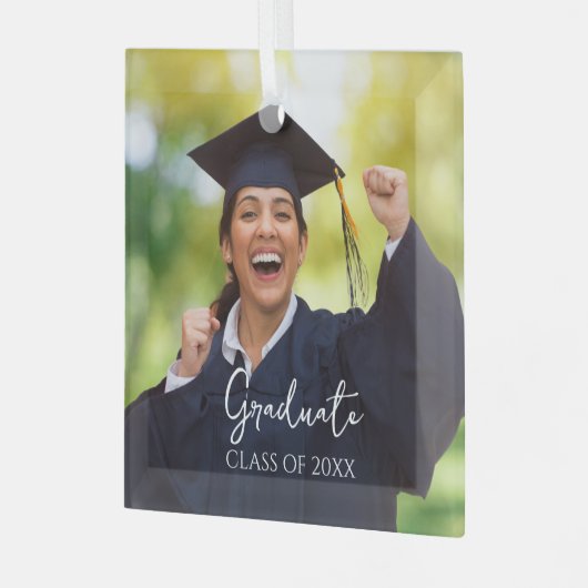 Afstuderen Foto Trots Afstuderen Gift Glas Ornament (Voorkant links)