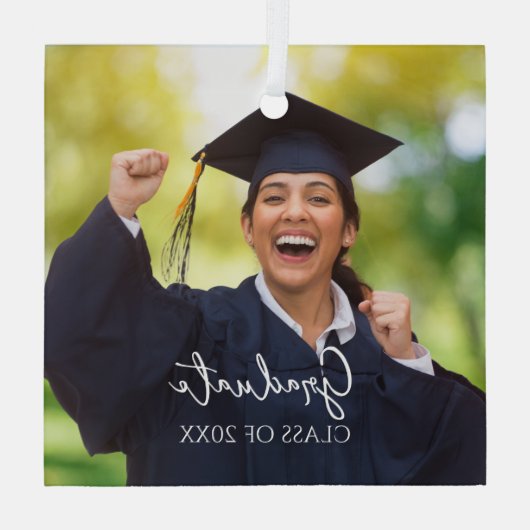 Afstuderen Foto Trots Afstuderen Gift Glas Ornament (Achterkant)