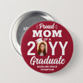 Afstuderen foto Trotse moeder Modern Rood en Wit Ronde Button 7,6 Cm (Voorkant /achterkant)