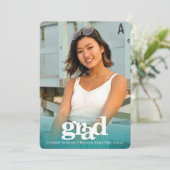 Afstuderen foto turquoise blauw vet modern aankondiging (Staand voorkant)