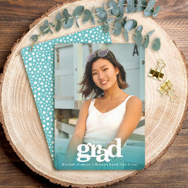 Afstuderen foto turquoise blauw vet modern aankondiging