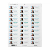 Afstuderen foto turquoise script modern adres etiket (Full Sheet)
