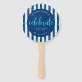Afstuderen foto turquoise script navy keepomwille handwaaier (Voorkant)