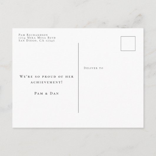 Afstuderen Foto Typografie Modern Sparen de Datum Uitnodiging Briefkaart (Achterkant)