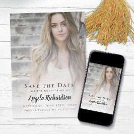 Afstuderen Foto Typografie Save the Date Aankondiging