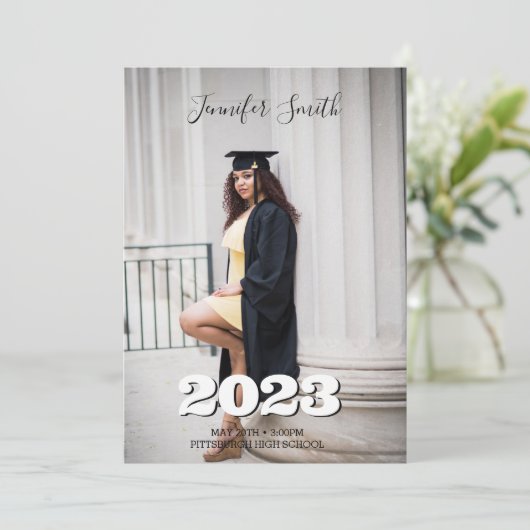 Afstuderen foto Uitnodiging (Staand voorkant)