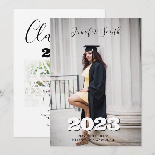 Afstuderen foto Uitnodiging (Voorkant / Achterkant)