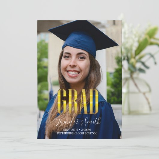 Afstuderen foto Uitnodiging (Staand voorkant)