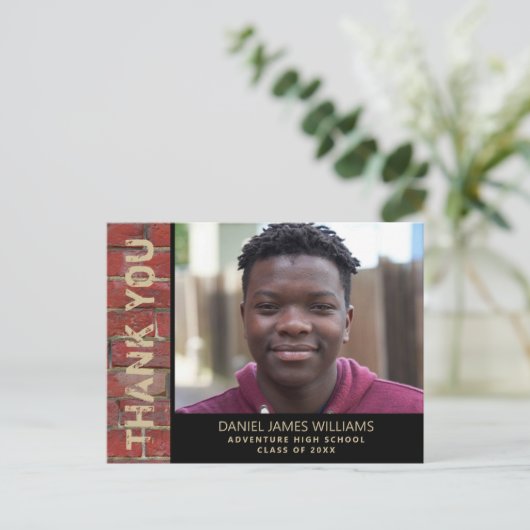 Afstuderen Foto Urban Red Brick Hartelijk dank Briefkaart (Staand voorkant)