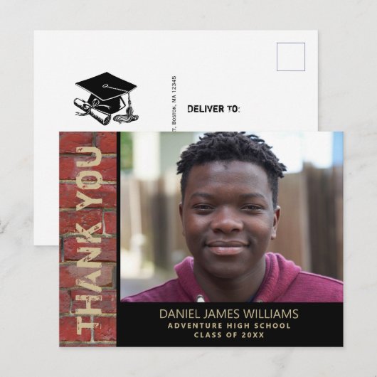 Afstuderen Foto Urban Red Brick Hartelijk dank Briefkaart (Voorkant / Achterkant)