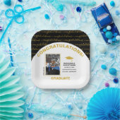 Afstuderen foto van Elegant Black Gold Papieren Bordje (Feest)