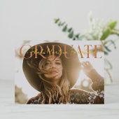 Afstuderen foto van het Serif Afstuderen Folie Uitnodiging (Staand Voorkant)