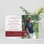 Afstuderen Foto Varsity Ribbon Rood Kaart (Staand voorkant)