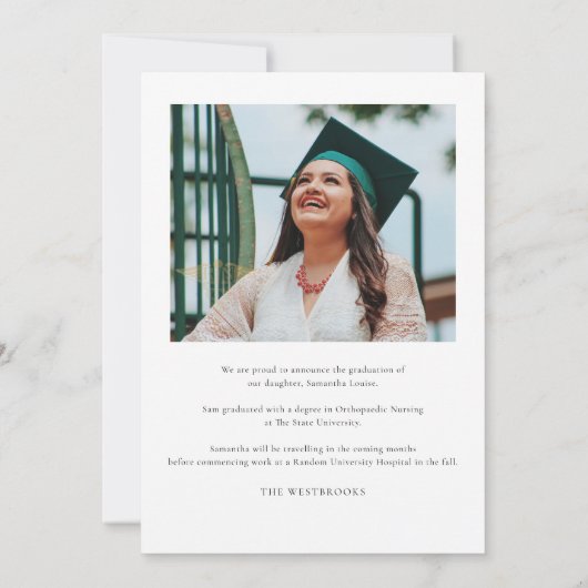 Afstuderen Foto Verpleegster Pinning 2025 Afstudee Aankondiging (Achterkant)
