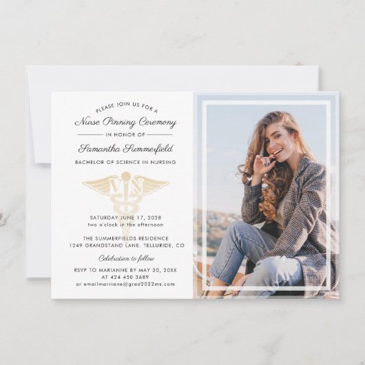 Afstuderen foto verpleegster pinning ceremonie kaart (Voorkant)