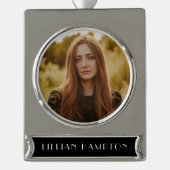 Afstuderen Foto Verzilverd Banner Ornament (Voorkant)