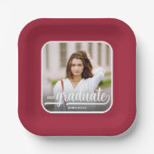 Afstuderen Foto Vet Script Crimson Afstuderen Papieren Bordje (Voorkant)