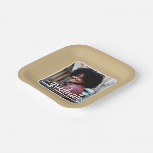 Afstuderen Foto Vet Script Goud Afstuderen Papieren Bordje (Gebogen)