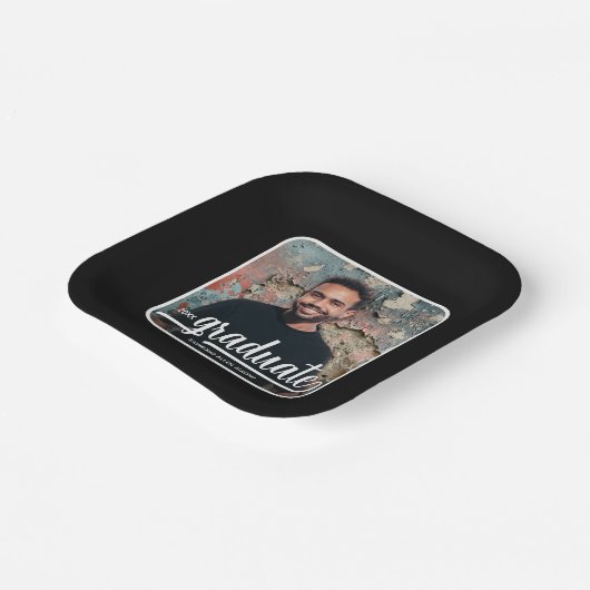 Afstuderen Foto Vet Script Graduation Party Zwart Papieren Bordje (Gebogen)