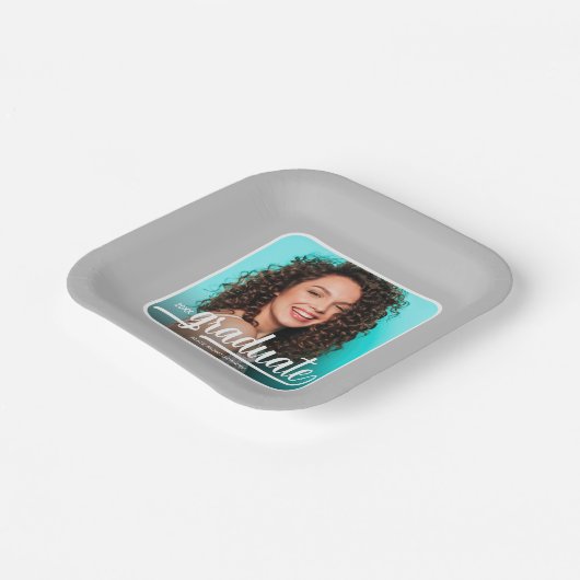 Afstuderen Foto Vet Script Grijs Afstuderen Papieren Bordje (Gebogen)