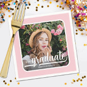 Afstuderen foto vet script roze servet