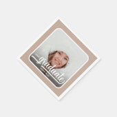 Afstuderen foto vet script taupe servet (Hoek)