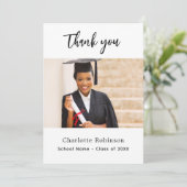 Afstuderen foto wit dank u kaart (Staand voorkant)