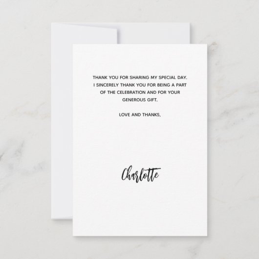 Afstuderen foto wit elegant bedankkaart (Achterkant)