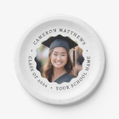 Afstuderen foto wit golvende rand afstuderen papieren bordje (Voorkant)