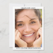 Afstuderen Foto Wit Zwart Tekstaankondiging Kaart (Achterkant)