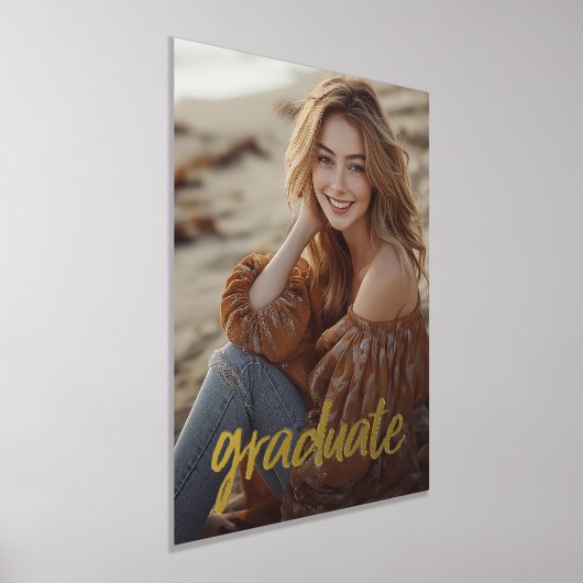 Afstuderen foto zal het woord afstuderen in folie afdrukken (Laagn)