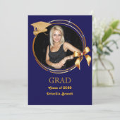 Afstuderen, foto, zee, goud, lijst, afstudeerder p kaart (Staand voorkant)