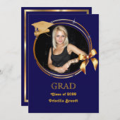 Afstuderen, foto, zee, goud, lijst, afstudeerder p kaart (Voorkant / Achterkant)