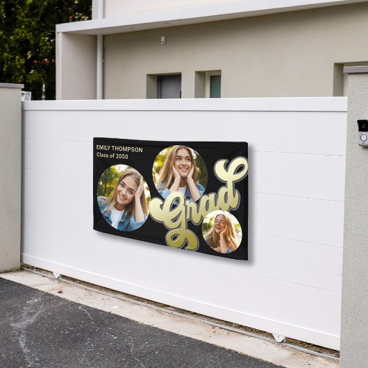 Afstuderen foto Zwart en Goud Spandoek