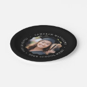 Afstuderen foto zwart golvende rand afstuderen papieren bordje (Gekanteld)