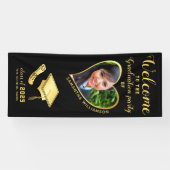 Afstuderen foto Zwart Goud Afstuderen Welkom Spandoek (Horizontaal)