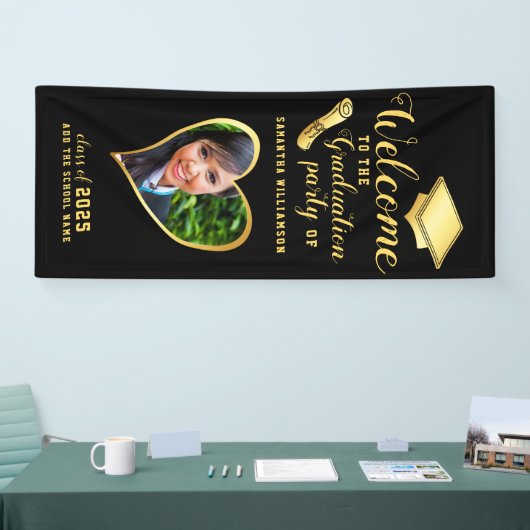 Afstuderen foto Zwart Goud Afstuderen Welkom Spandoek (Beurs)