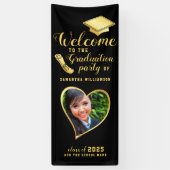 Afstuderen foto Zwart Goud Afstuderen Welkom Spandoek (Verticaal)