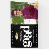 Afstuderen foto zwart goud pet gedurfd modern eenv spandoek (Verticaal)