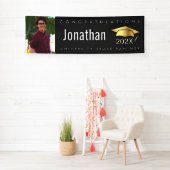 Afstuderen foto zwart goud pet modern, eenvoudig spandoek (Insitu)