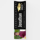 Afstuderen foto zwart goud pet modern, eenvoudig spandoek (Verticaal)