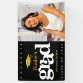 Afstuderen foto zwart goud pet simpel gedurfd spandoek (Verticaal)