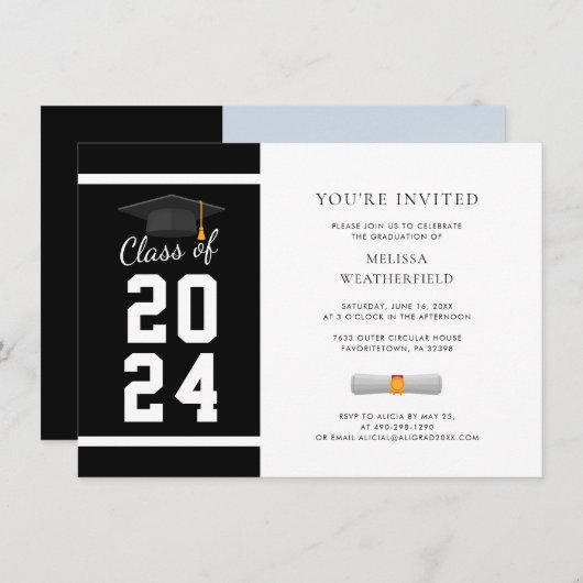 Afstuderen foto zwart wit Afstuderen feest Kaart (Voorkant / Achterkant)