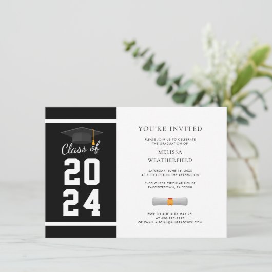 Afstuderen foto zwart wit Afstuderen feest Kaart (Staand voorkant)